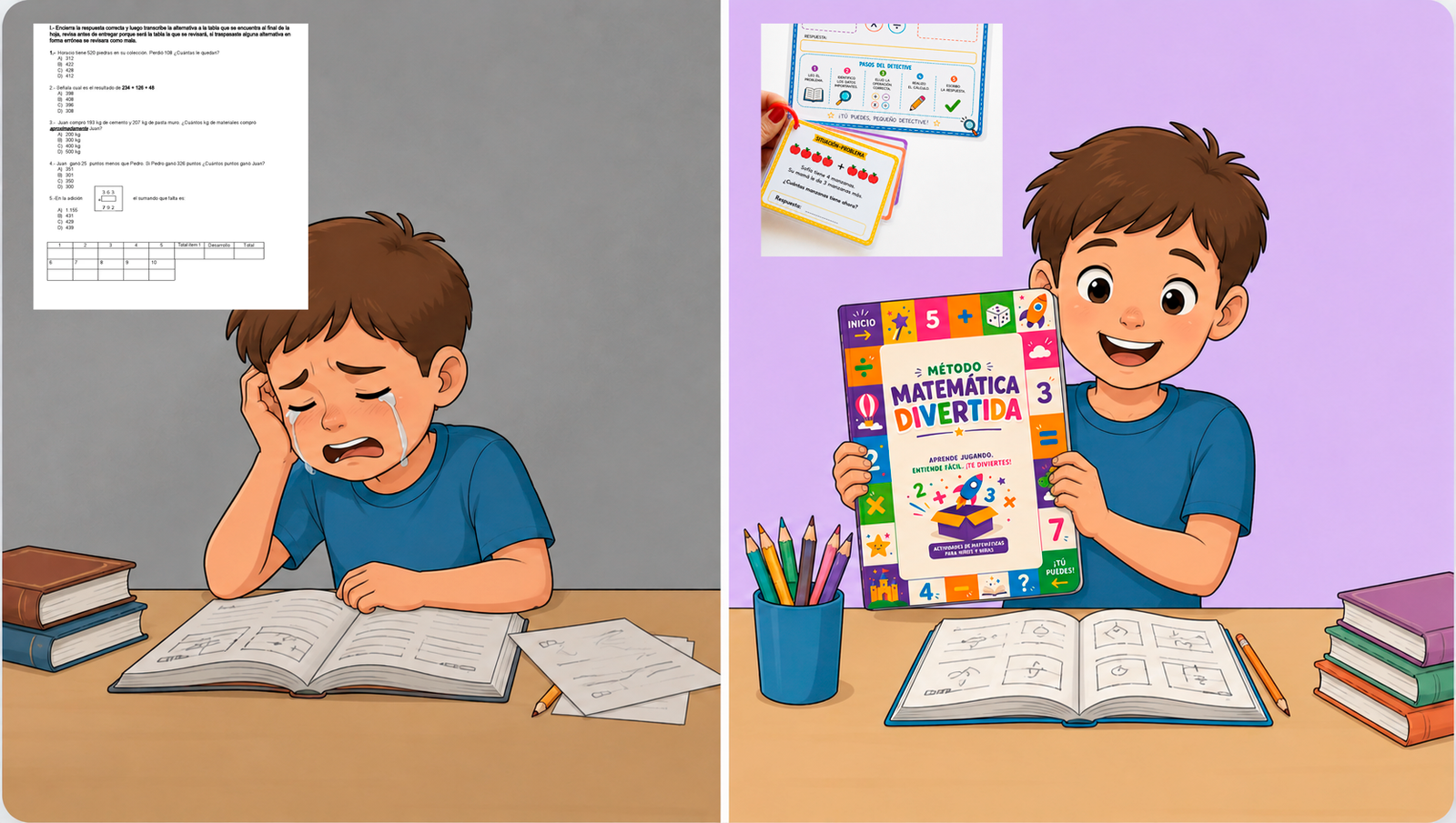 Antes y después con el material